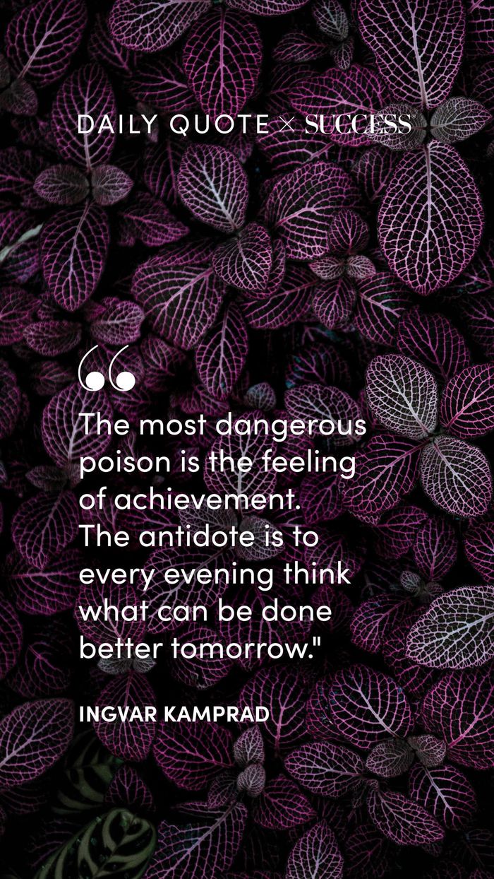 "The most dangerous poison is the feeling of achievement. The antidote is to every evening…" — Ingvar Kamprad, on Stay Curious